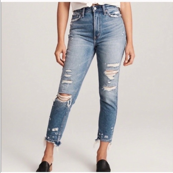 Abercrombie & Fitch Annie Girlfriend Jeans High Rise Distressed studded size 24 - Picture 11 of 11